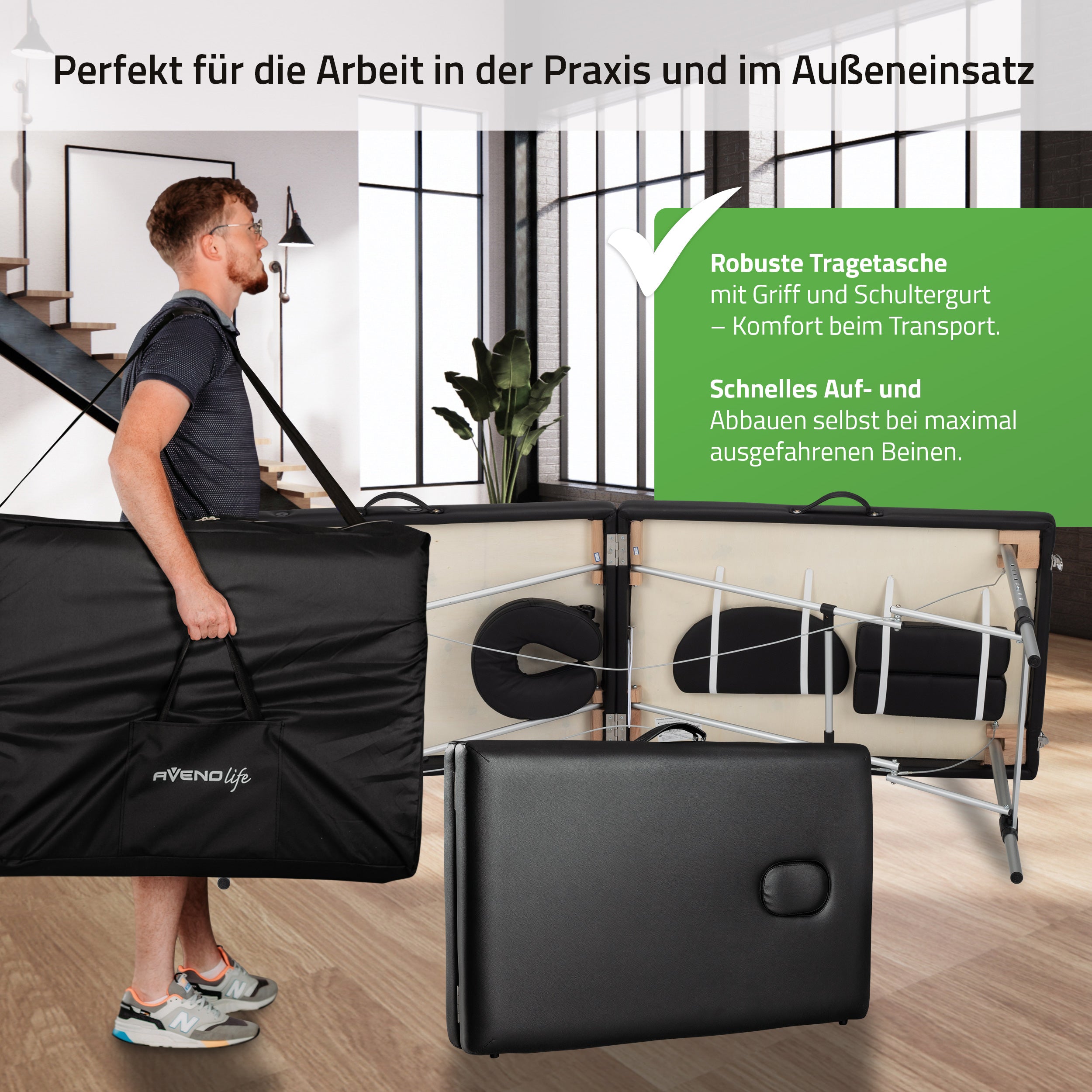 Polironeshop Titano Massageliege – Ultraleicht (13 Kg), Klappbar, Ohne Rückenlehne