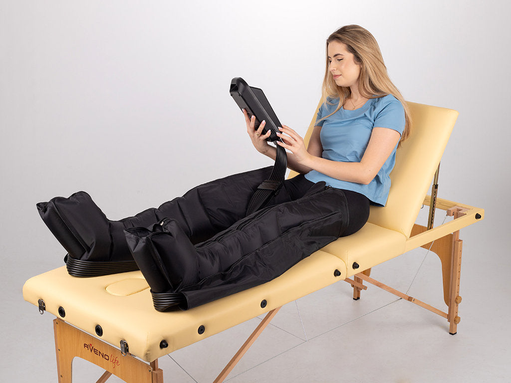 Habys Gerät für Lymphdrainage und Pressotherapie Standard 8 | 8 Luftkammern Beinmanschetten XXL | Luftschläuche
