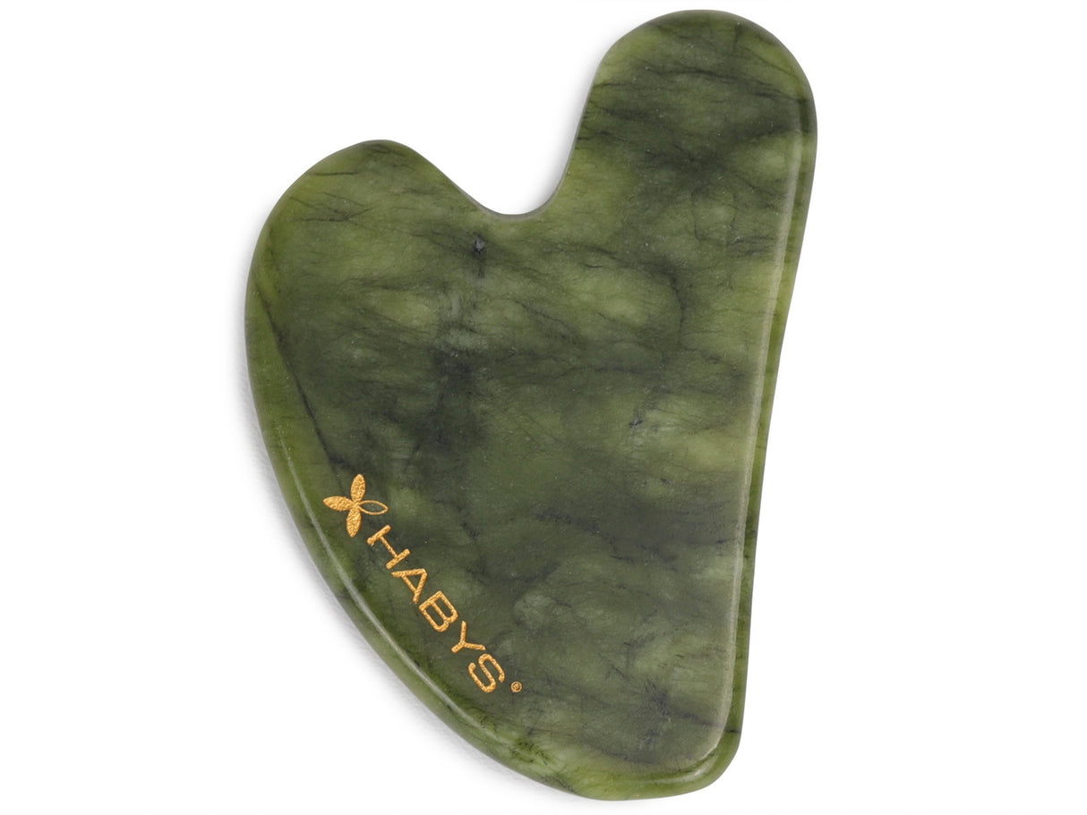 Gesichts-Massage-Set HABYS | Gua-Sha-Stein + |  Roller aus Jadeit + | natürliches Mandelöl 100 ml