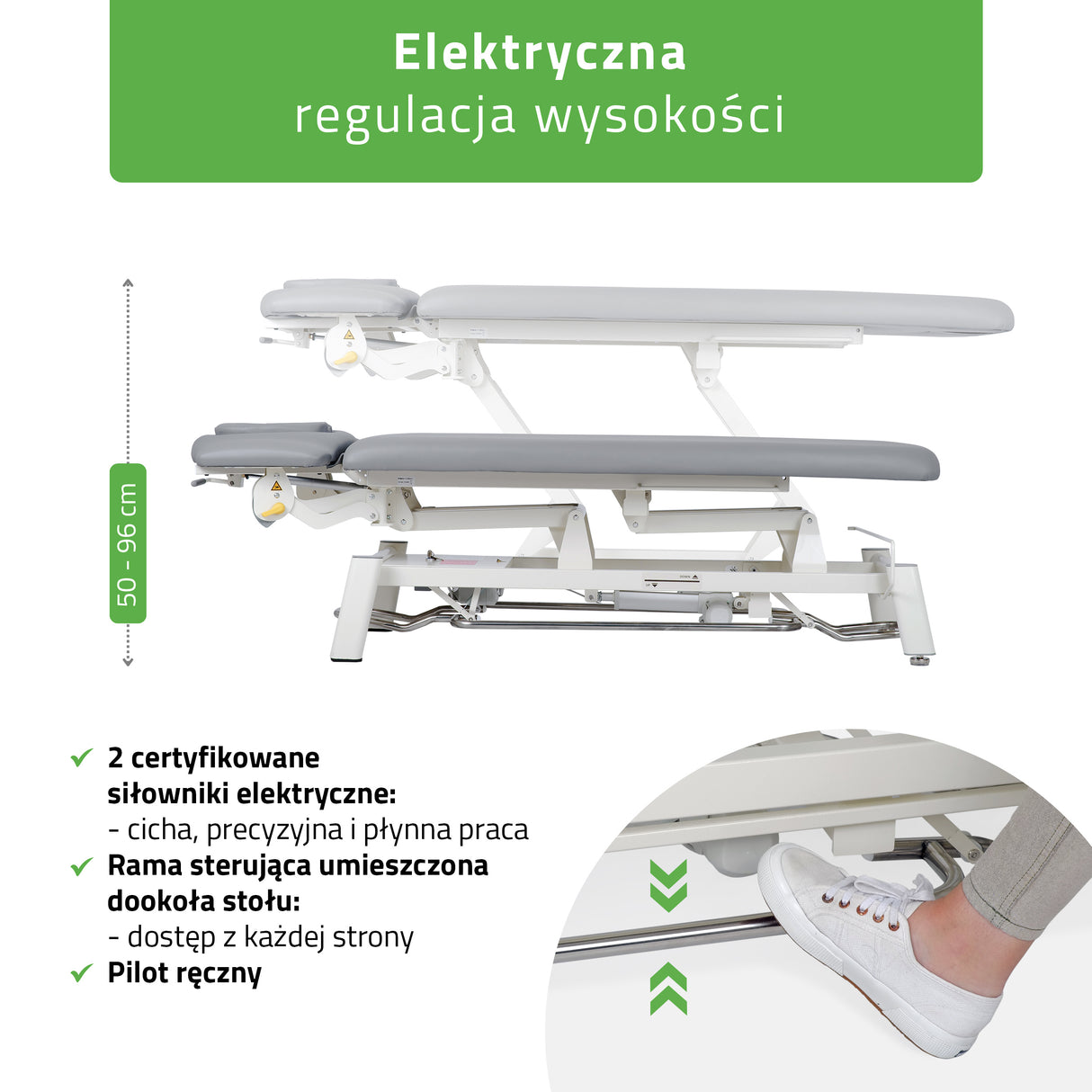 Elektrische Therapietafel Proxima V4 Ergo | 4-Segmenten | Handbediening en bedieningsframe | 3 jaar garantie