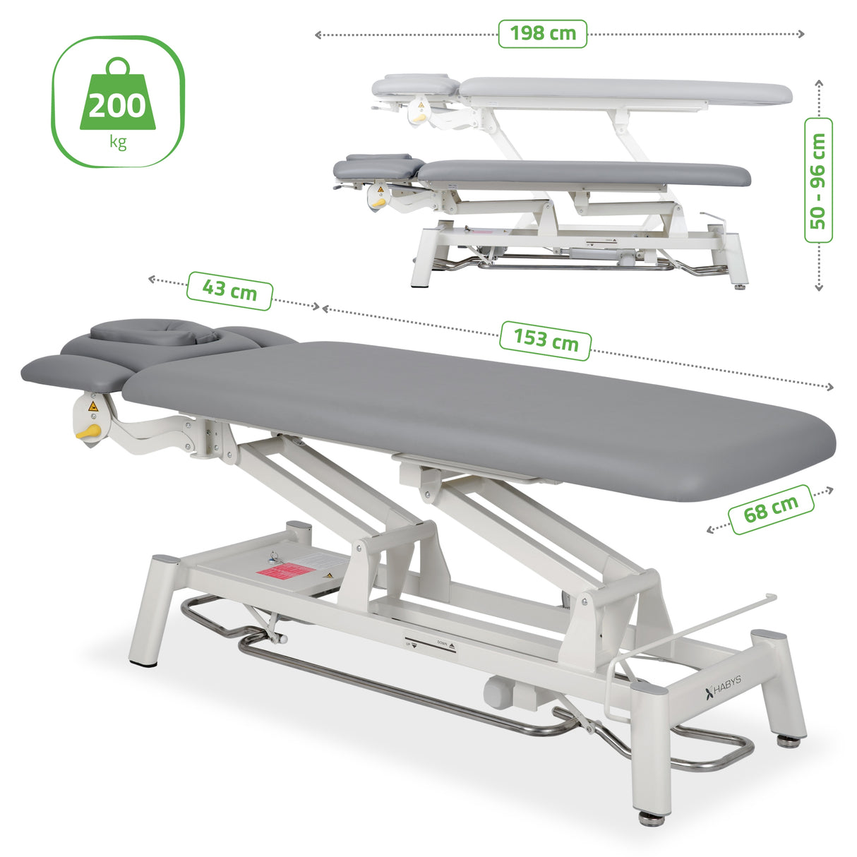 Elektrische Therapietafel Proxima V4 Ergo | 4-Segmenten | Handbediening en bedieningsframe | 3 jaar garantie