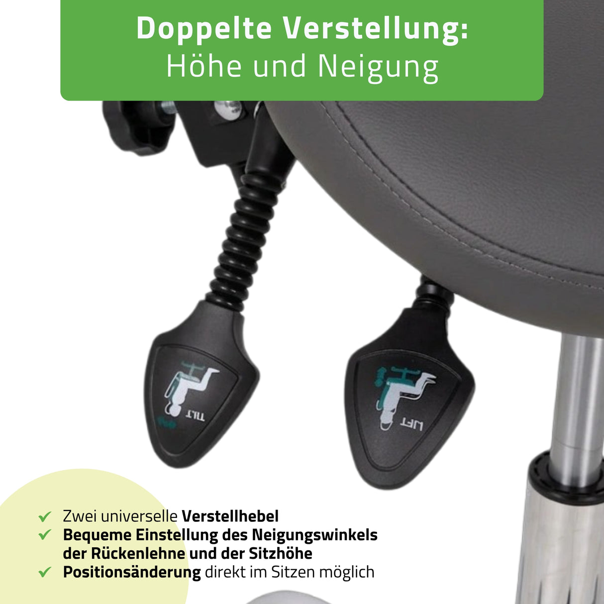 Ergonomische Zadelkruk met Rugleuning Sola