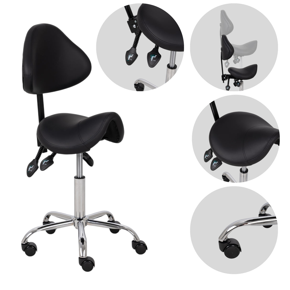 Ergonomische Zadelkruk met Rugleuning Sola
