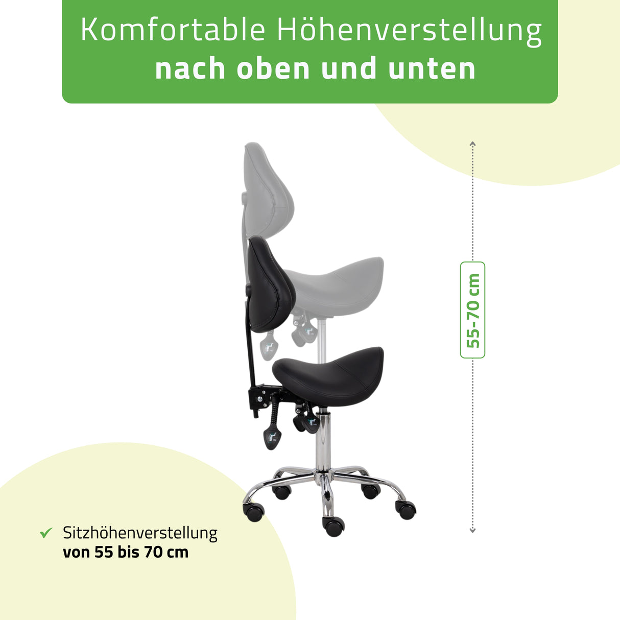 Ergonomische Zadelkruk met Rugleuning Sola