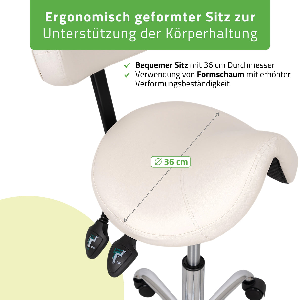 Ergonomische Zadelkruk met Rugleuning Sola