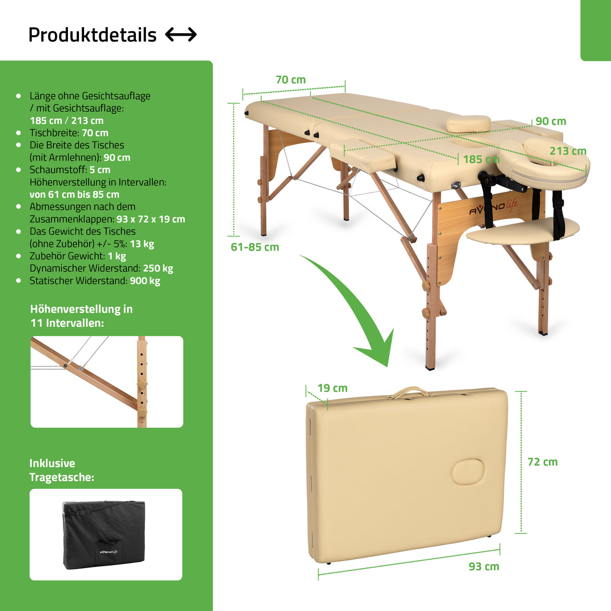 Massagetafel Inklapbaar Sofia | Cosmetische Massagetafel