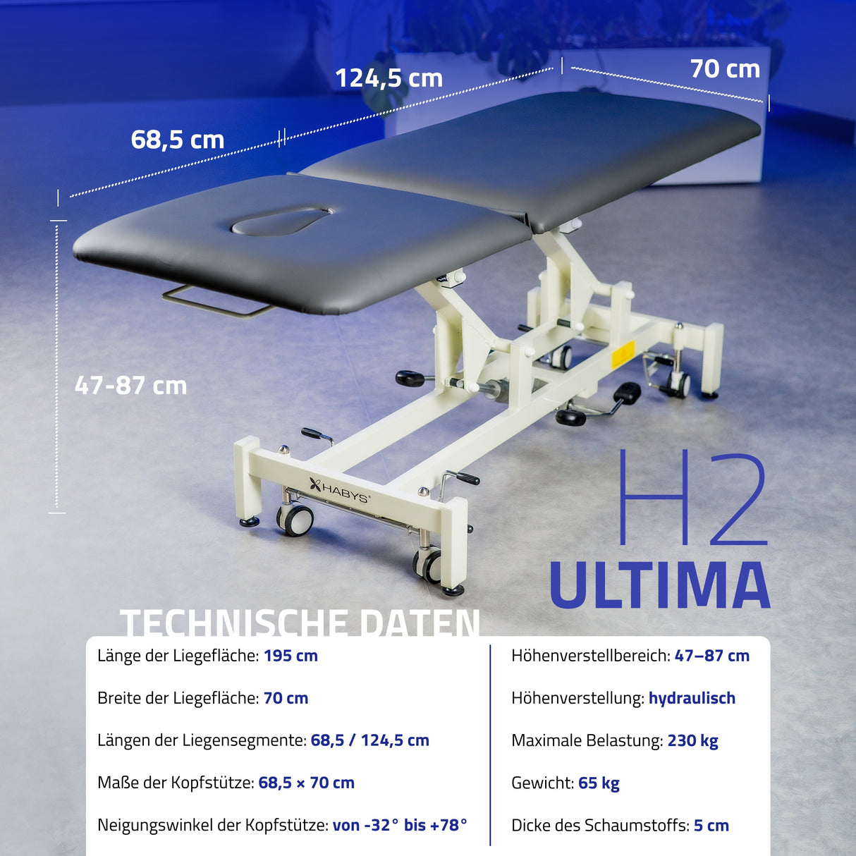 Massageliege Hydraulisch Ultima H2 | Therapieliege mit hydraulischer Höhenverstellung