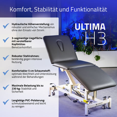 Massageliege Hydraulisch Ultima H3 | Therapieliege mit hydraulischer Höhenverstellung